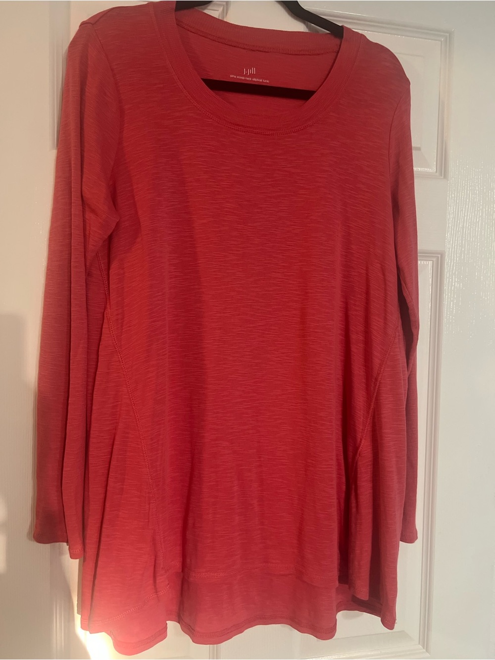 J. Jill Coral-Red Long Sleeve Scoop Neck Top